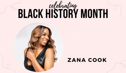 This image shows a picture of Zana Cook, a black stylist featured during black history month.
