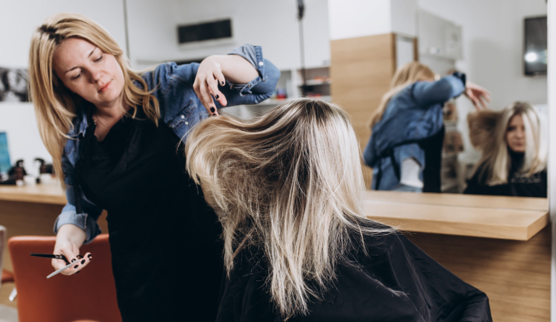 A client gets her hair done during national balayage week.