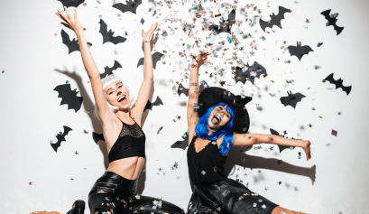 Two hairstylists rejoice as they discover the halloween tips for beauty pros last minute.