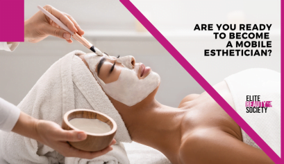 A mobile esthetician applies a face mask for her client.