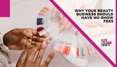 A nail tech shows her client the options for her manicure in her beauty business.
