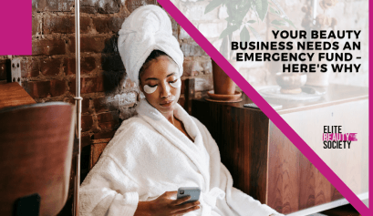 A beauty business pro looks at her emergency fund while getting her hair done.