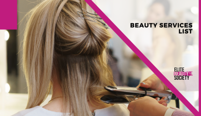 A hairstylist using a flat iron on a client's blonde hair in a salon, representing the variety of beauty services that professionals may need liability insurance for.