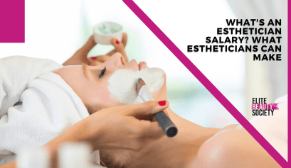 An esthetician adds a face mask to her client's face while discussing an esthetician salary with a coworker.
