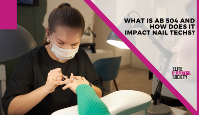 A nail tech works on her client's nails in her salon suite she rents as an independent contractor.