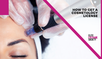 cosmetologist working with a client with the caption how to get a cosmetology license