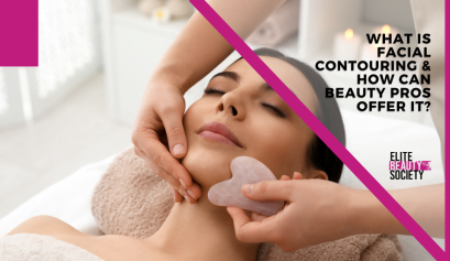 A client gets her first gua sha facial contour.