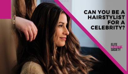 A client answers the question "can you be a hairstylist for a celebrity?" by showing off her look.
