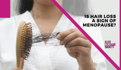 Is hair loss a sign of menopause, a client wonders as she pulls hair out of her brush.
