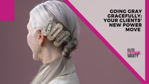 A stylist spices up a client's new going gray look.
