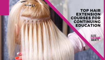 A beauty pro shows off her extension skills after her hair extension courses and continued education