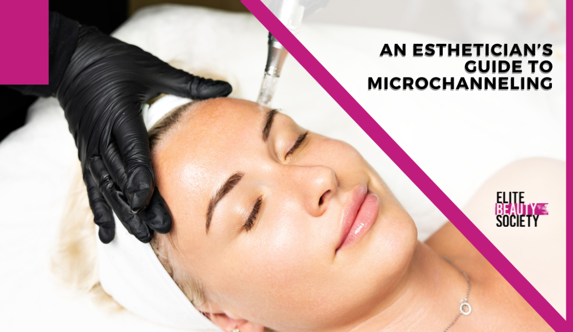 A client gets a microchanneling service from her esthetician.