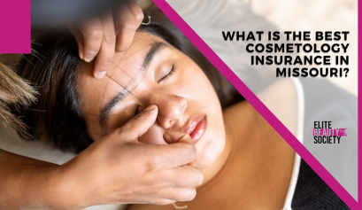 A beauty pro who has the best cosmetology insurance in Missouri does her client's microblading and waxing.